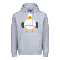 Heather Grey duck deadlift design   weight lifting gym workout tank top Premium Hoodie - linhVisuals