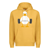 Mustard duck deadlift design   weight lifting gym workout tank top Premium Hoodie - linhVisuals