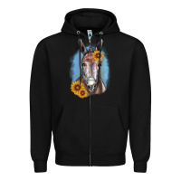 Black Sunflower Donkey Zipper Hoodie - RanaPortraitStore