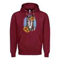 Burgundy Sunflower Donkey Zipper Hoodie - RanaPortraitStore
