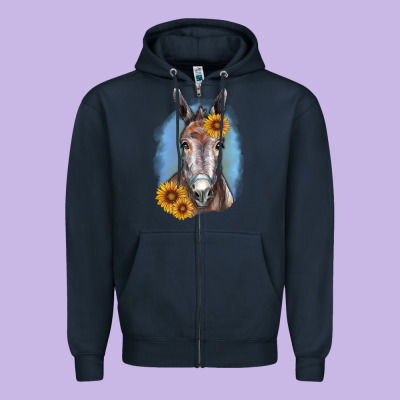 Sunflower Donkey Zipper Hoodie Designed By Ranaportraitstore