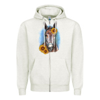 Oatmeal Heather Sunflower Donkey Zipper Hoodie - RanaPortraitStore