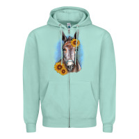 Seafoam Sunflower Donkey Zipper Hoodie - RanaPortraitStore