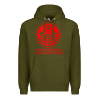 Army Green iww injury one is injury to all front and back red zip hoodie Premium Hoodie - linhVisuals