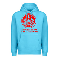 Ocean Blue iww injury one is injury to all front and back red zip hoodie Premium Hoodie - linhVisuals