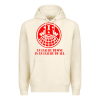 Tofu iww injury one is injury to all front and back red zip hoodie Premium Hoodie - linhVisuals
