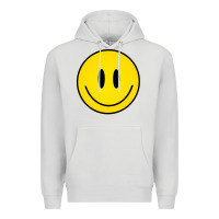 Dove Grey retro happy vibe smiley face happy face graphic sweatshirt Premium Hoodie - linhVisuals