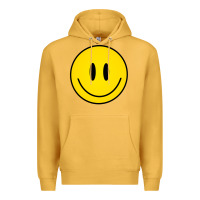 Mustard retro happy vibe smiley face happy face graphic sweatshirt Premium Hoodie - linhVisuals