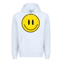 White retro happy vibe smiley face happy face graphic sweatshirt Premium Hoodie - linhVisuals