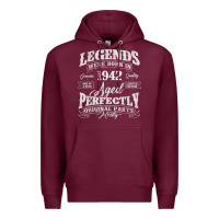 Burgundy legends were born in 1942 year of birth birthday t shirt Premium Hoodie - linhVisuals