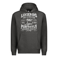 Charcoal Heather legends were born in 1942 year of birth birthday t shirt Premium Hoodie - linhVisuals