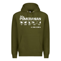 Army Green dog pomeranian cute dog puppy pet black paw Premium Hoodie - linhVisuals