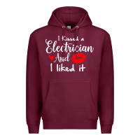 Burgundy i kissed an electrician and i liked it for girlfriend wife pullover ho Premium Hoodie - linhVisuals