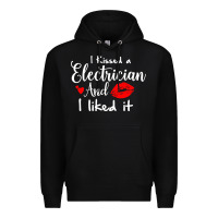 Black i kissed an electrician and i liked it for girlfriend wife pullover ho Premium Hoodie - linhVisuals