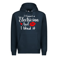 Navy i kissed an electrician and i liked it for girlfriend wife pullover ho Premium Hoodie - linhVisuals