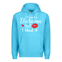Ocean Blue i kissed an electrician and i liked it for girlfriend wife pullover ho Premium Hoodie - linhVisuals