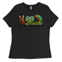 Black Peace Love Chameleon Lizard Ladies Tee - LillyAllenDesigns