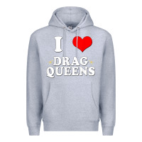 Heather Grey i love drag queens  i heart drag queens t shirt Premium Hoodie - linhVisuals