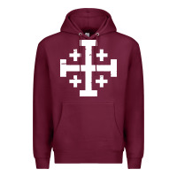 Burgundy crusader cross of jerusalem Premium Hoodie - linhVisuals