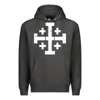 Charcoal Heather crusader cross of jerusalem Premium Hoodie - linhVisuals