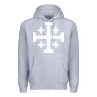 Heather Grey crusader cross of jerusalem Premium Hoodie - linhVisuals