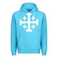 Ocean Blue crusader cross of jerusalem Premium Hoodie - linhVisuals
