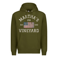 Army Green martha's vineyard massachusetts american flag usa vintage pullover hoo Premium Hoodie - linhVisuals