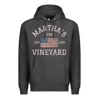 Charcoal Heather martha's vineyard massachusetts american flag usa vintage pullover hoo Premium Hoodie - linhVisuals