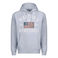 Heather Grey martha's vineyard massachusetts american flag usa vintage pullover hoo Premium Hoodie - linhVisuals