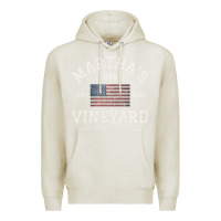 Oatmeal Heather martha's vineyard massachusetts american flag usa vintage pullover hoo Premium Hoodie - linhVisuals