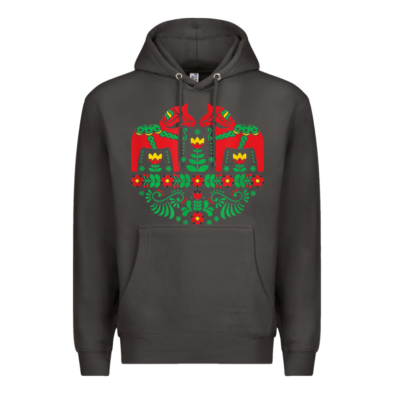 Swedish Dala Horse Folk Art T Shirt Premium Hoodie by linhVisuals | Teevron
