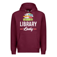 Burgundy womens funny library lady librarian library assistant t shirt Premium Hoodie - linhVisuals