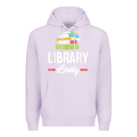 Lilac womens funny library lady librarian library assistant t shirt Premium Hoodie - linhVisuals