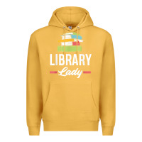 Mustard womens funny library lady librarian library assistant t shirt Premium Hoodie - linhVisuals