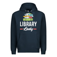 Navy womens funny library lady librarian library assistant t shirt Premium Hoodie - linhVisuals