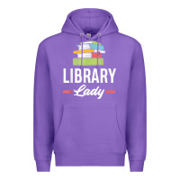 Purple womens funny library lady librarian library assistant t shirt Premium Hoodie - linhVisuals
