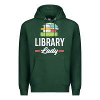 Sports Green womens funny library lady librarian library assistant t shirt Premium Hoodie - linhVisuals