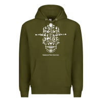 Army Green national park service, skull animals hiking camping eliments t shirt Premium Hoodie - linhVisuals