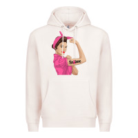 Pale Pink believe cancer awareness women gift Premium Hoodie - linhVisuals