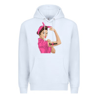 White believe cancer awareness women gift Premium Hoodie - linhVisuals