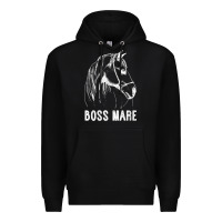 Black womens boss mare horseback riding equestrians men horse women gift v n Premium Hoodie - linhVisuals