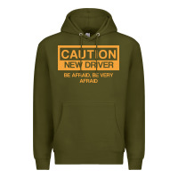 Army Green caution new student driver funny Premium Hoodie - linhVisuals