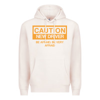 Pale Pink caution new student driver funny Premium Hoodie - linhVisuals
