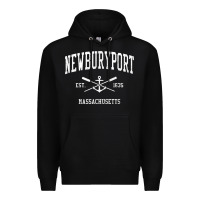 Black newburyport ma vintage crossed oars & boat anchor sports t shirt Premium Hoodie - linhVisuals