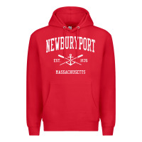 Red newburyport ma vintage crossed oars & boat anchor sports t shirt Premium Hoodie - linhVisuals