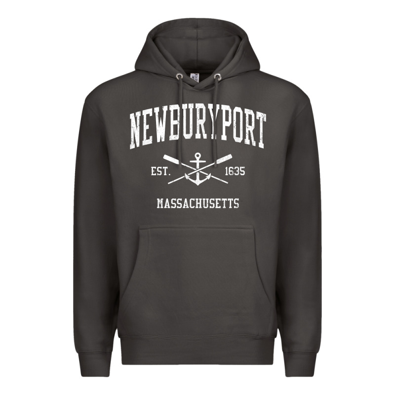 Newburyport Ma Vintage Crossed Oars & Boat Anchor Sports T Shirt Premium Hoodie by linhVisuals | Teevron