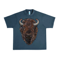 Midnight Navy american bison Urban Heavy Tee - RanaPortraitStore