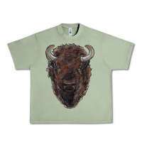 Oil Green american bison Urban Heavy Tee - RanaPortraitStore