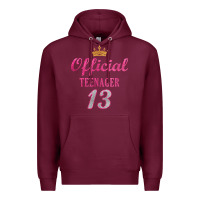 Burgundy official 13 teenager cute 13th birthday ideas for girls t shirt Premium Hoodie - linhVisuals