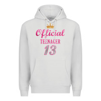 Dove Grey official 13 teenager cute 13th birthday ideas for girls t shirt Premium Hoodie - linhVisuals